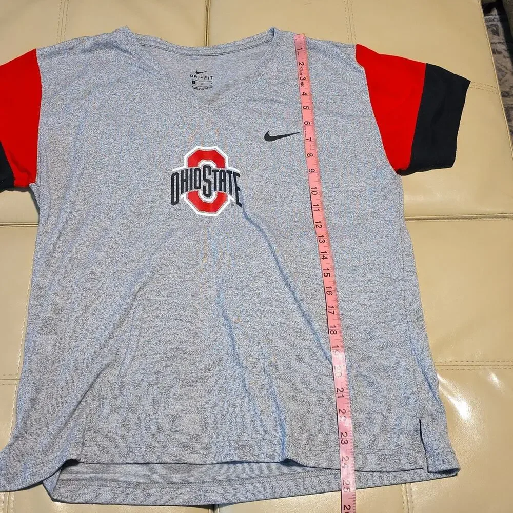 Nike Ohio State Buckeyes Gray V-Neck T-Shirt Womens Size Large